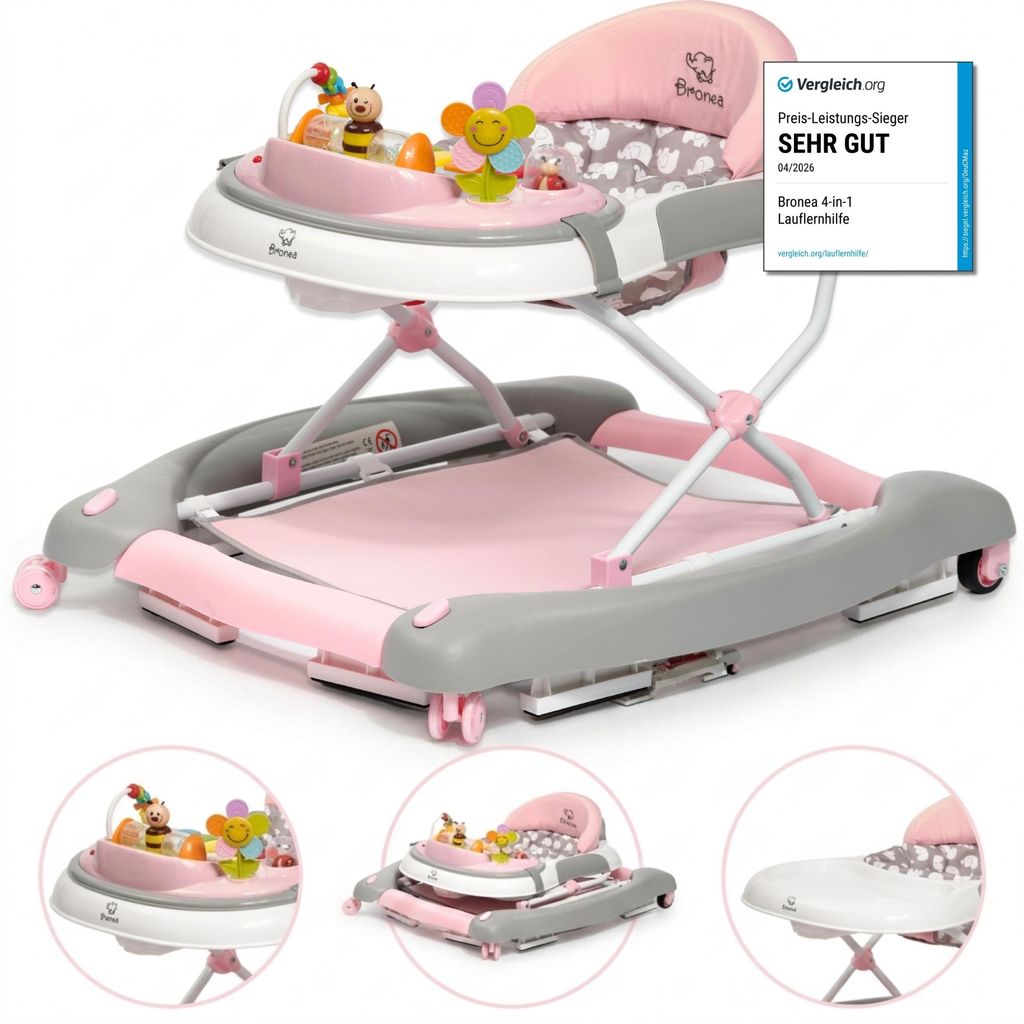 BRONEA® 4-in-1 Gehfrei Baby Lauflernwagen Schaukel Produktbild 