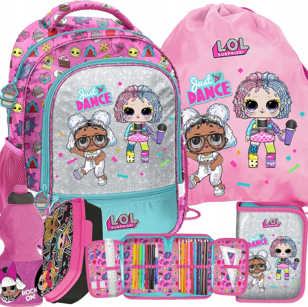 Set Sac à Dos LOL Surprise 18L avec Trousse et Boîte à Pain - 5 Pièces