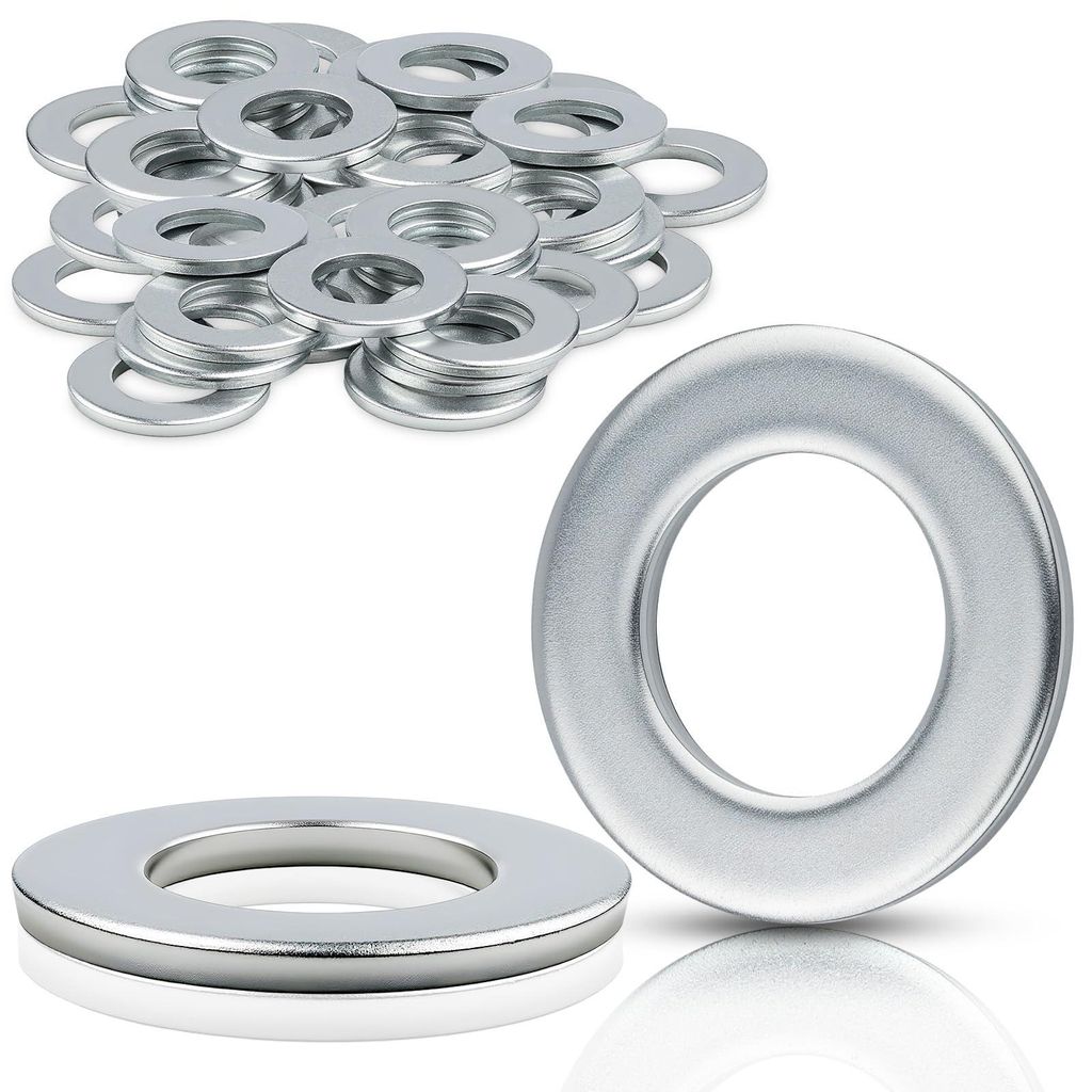8-teiliger Unterlegscheibensatz M24 Ringe DIN125 Gehäusescheiben ID 25 mm OD 44 mm silberne Distanzstücke für Muttern, Schrauben und Gewindestangen