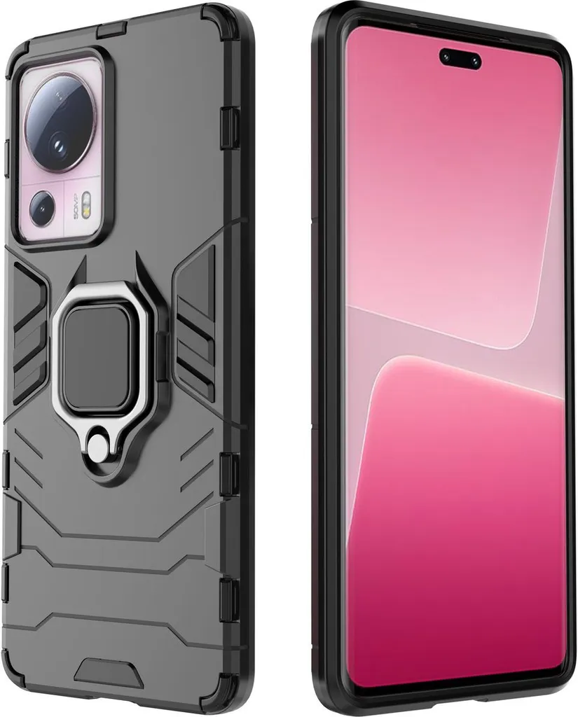 Cover Xiaomi 13 Lite Ring Armor Magnetica: Massima Protezione Nera