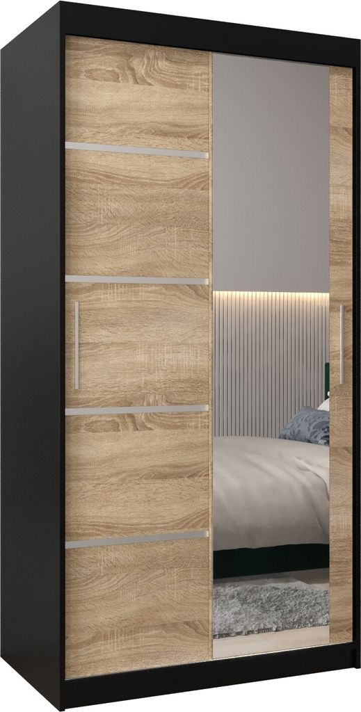 Kleiderschrank, Schiebetürenschrank Schlafzimmer, Schrank mit Spiegel VERONA 2 100 cm