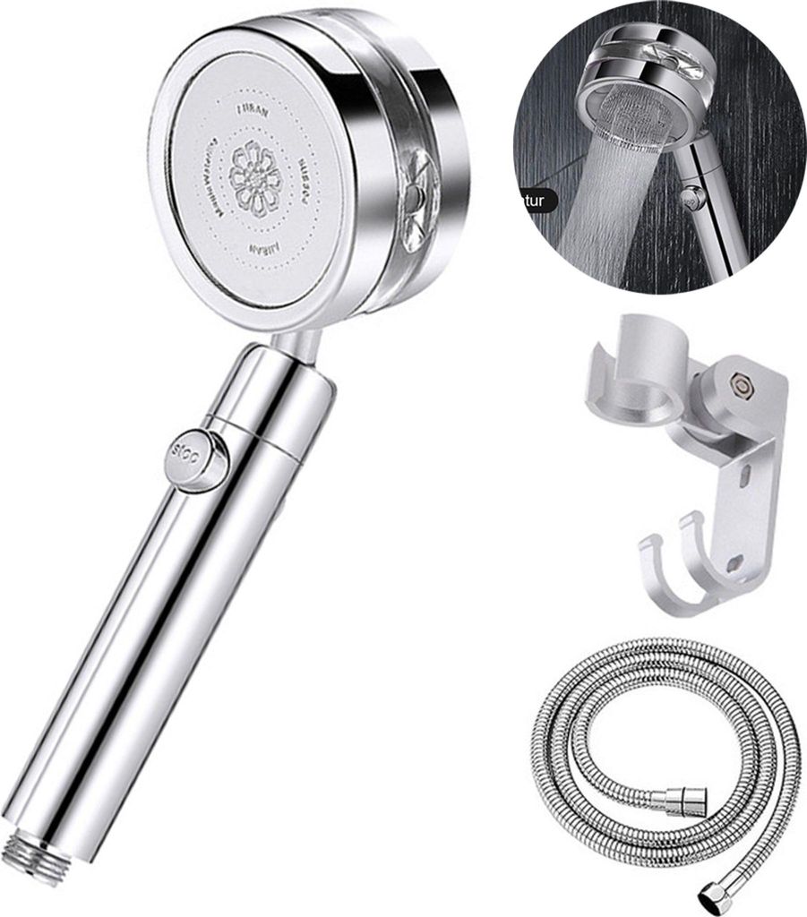 Duschkopf, Hochdruck Handbrause Strahlarten mit Ein/Aus-Schalter und Schlauch, Regendusche Brausekopf mit Wassersparend, Druckerhöhung Chrome Dusc...