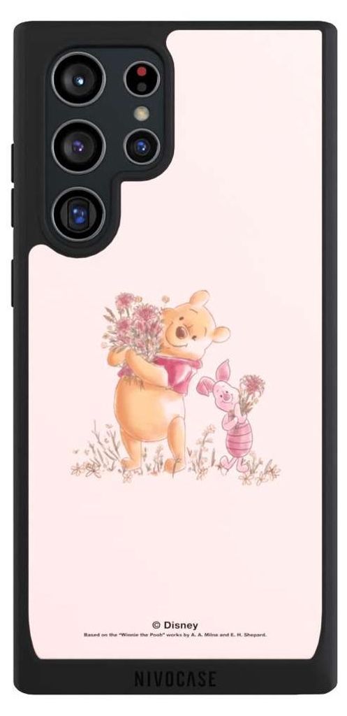 NIVOCASE Handyhülle für Samsung Galaxy S22 Ultra Hülle NIVOpure Case Schwarz Disney Offizielles Lizenzprodukt Winnie Puuh Ferkel