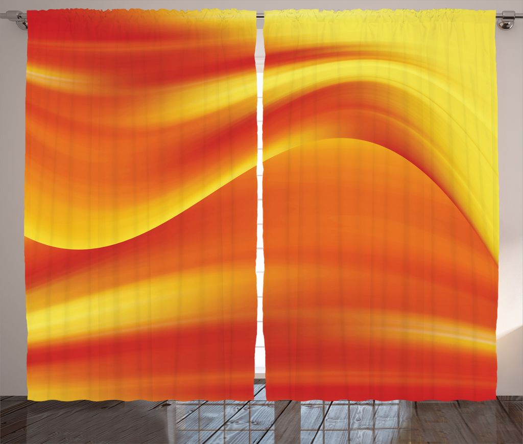 ABAKUHAUS Orange Rustikaler Vorhang, Abstrakte Digital-Wellen, Wohnzimmer Universalband Gardinen mit Schlaufen und Haken, 280 x 175 cm, Burnt orange