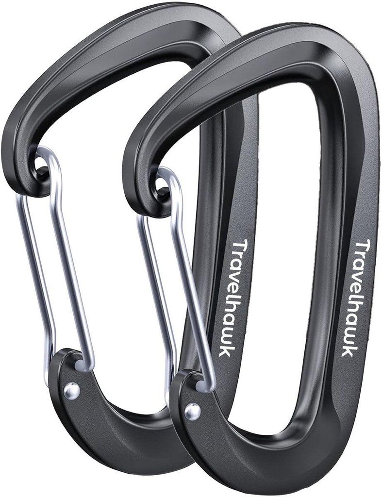 Travelhawk Karabijnhaak Aluminium Zwart