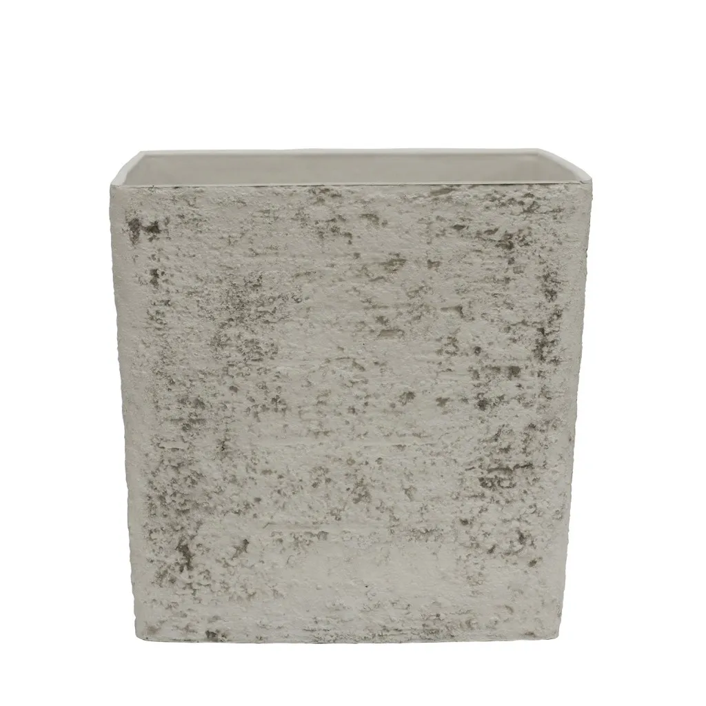Pot de fleurs cubique G21 aspect brique 28cm résistant aux UV et gel