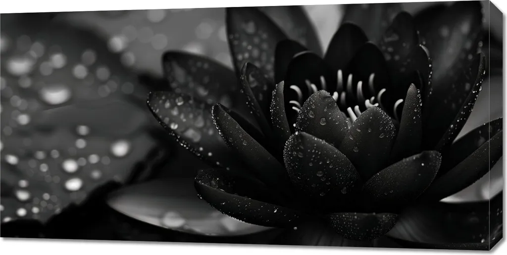 Quadro Moderno Loto Nero 100x50cm - Decorazione Parete Luxury Zen