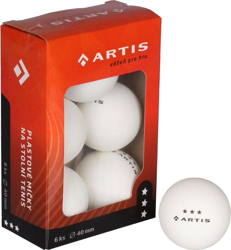 Artis 3 Sterne Tischtennisbälle, weiß, 6er-Packung