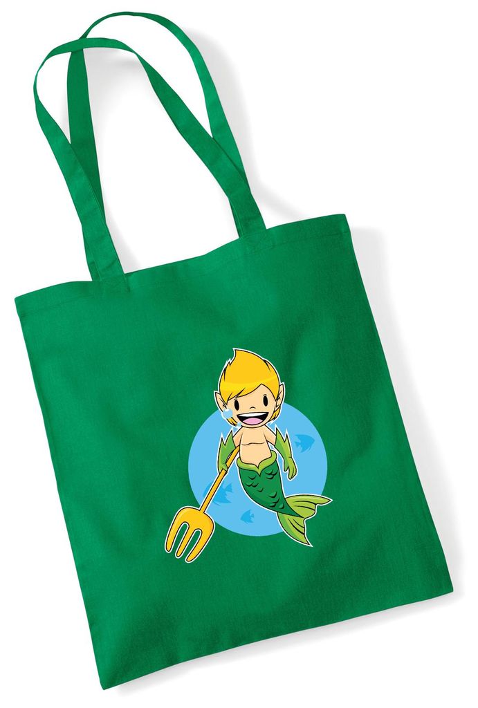 Huuraa Jutebeutel Wassermann Fabelwesen 10 Liter Kelly Green Baumwolle Tasche Geschenkidee