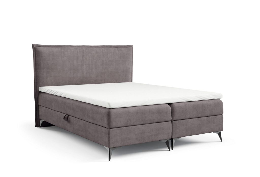 Boxspringbett 200x200 K16 SLIM mit Bettkasten, Samt Element 07, Bonellfederkern H3, Massivholz, gepolstertes Kopfteil, LieferungAufbauservice