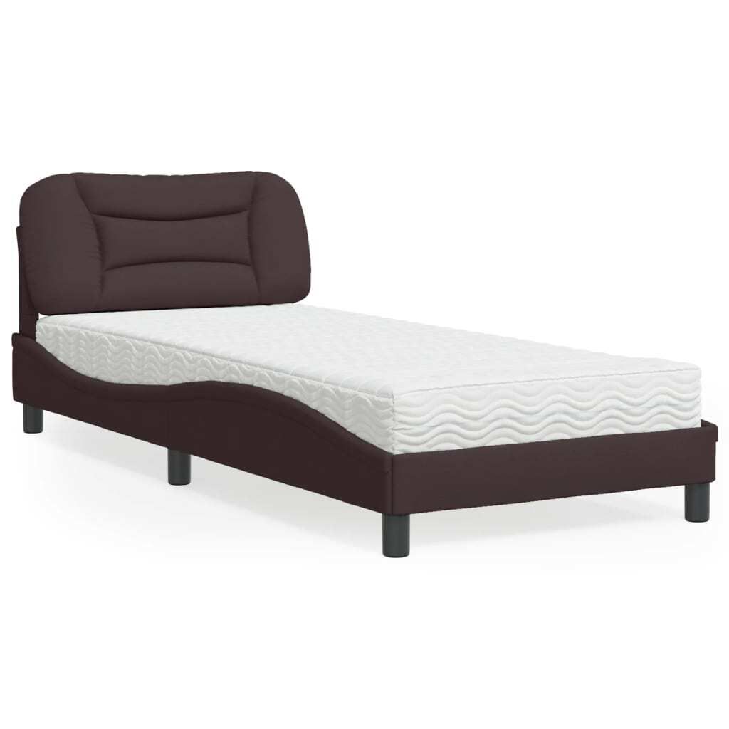 Bett mit Matratze "Hvar" Dunkelbraun 80x200 cm Stoff