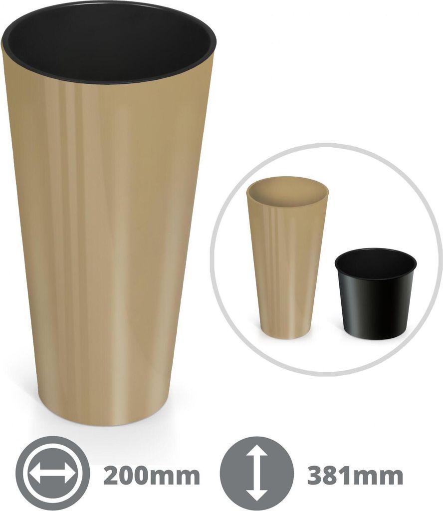 Blumentopf glänzend Höhe 381 mm beige