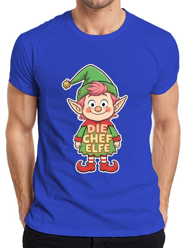 DIE CHEF ELFE Weihnachtselfe Wichtel Niedlich Kinder Advent Spaß Herren T-Shirt, Blau, 3XL