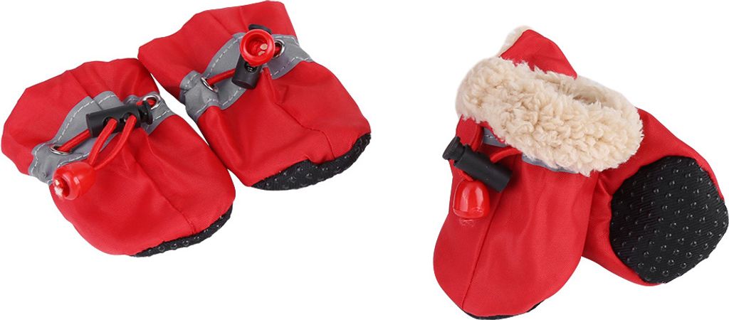 4er-Set Rutschfeste Hundeschuhe, Weiche Baumwollpolsterung, Rot Größe 3, Für Innen/Außen