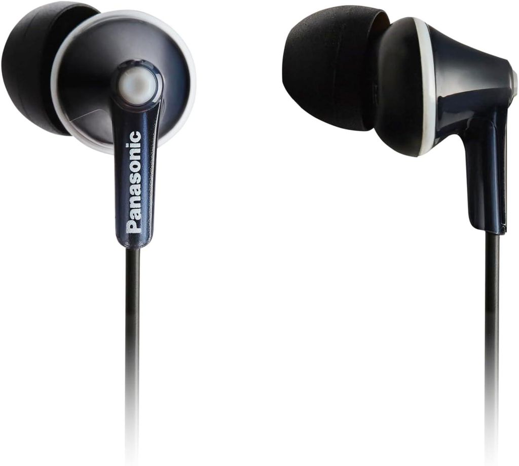 Panasonic ErgoFit In-Ear Kopfhörer kabelgebunden mit 3 Ohrstöpselgrößen, 10Hz-24kHz Frequenzbereich, ergonomisches Design, 1.1m Kabel