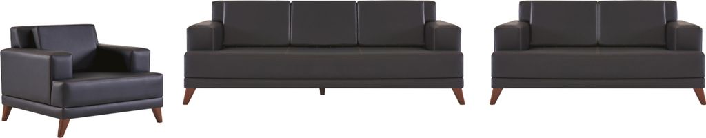 Sitzmöbel Sofa-Set 3-Sitzer 2-Sitzer Sessel Modern Schwarz Ledersofas