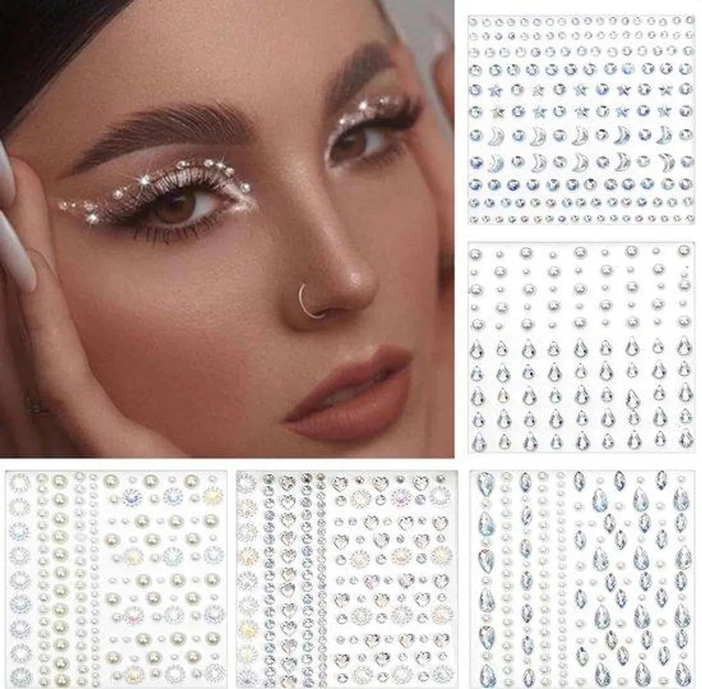 Paillettes argentées lot de 5 pour festival et soirée visage et corps
