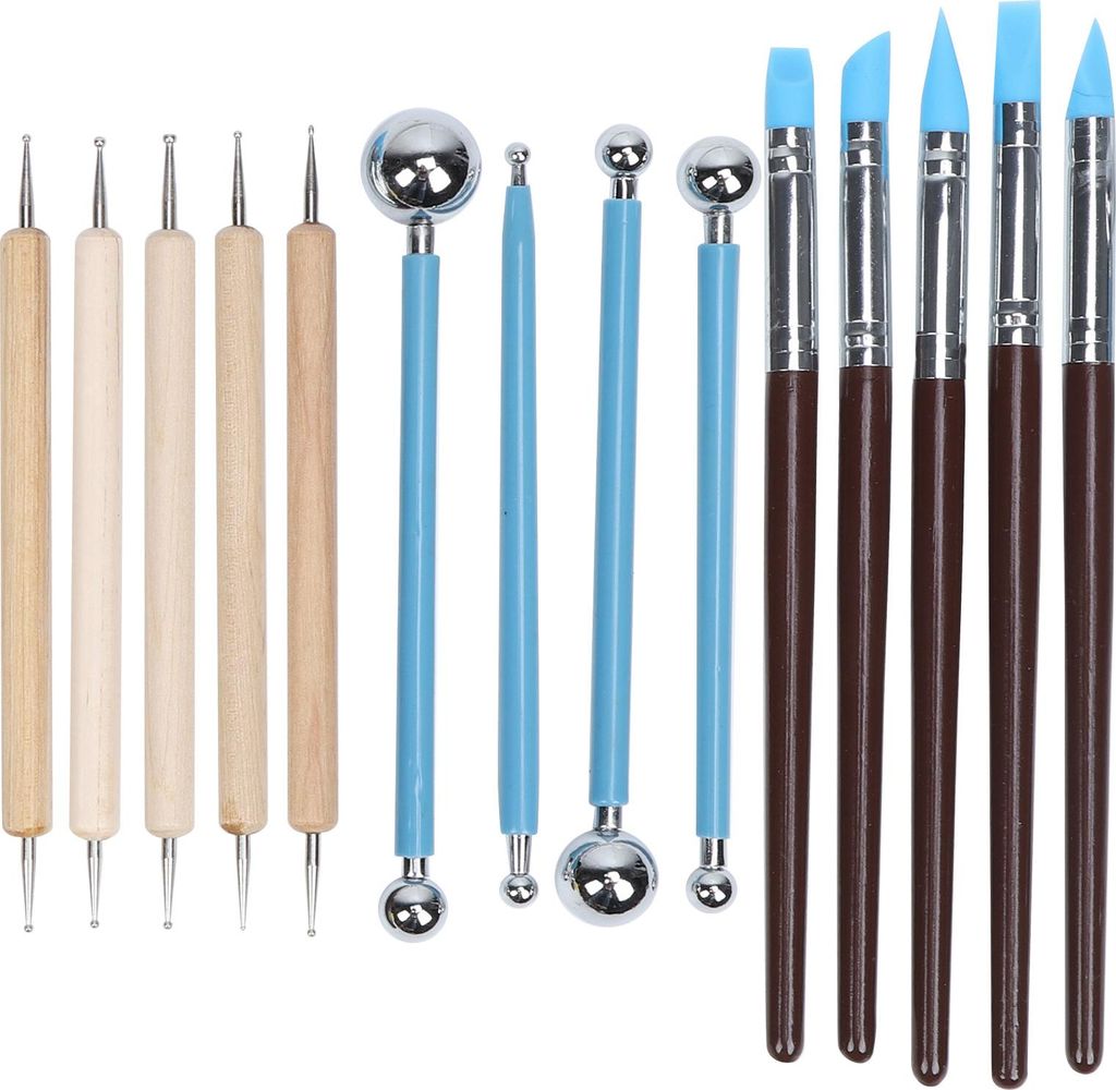 14pcs Keramikwerkzeuge Eindrückung Pille Stick Silikonpunkt Bohrer Stift Lehm Painting Supplies