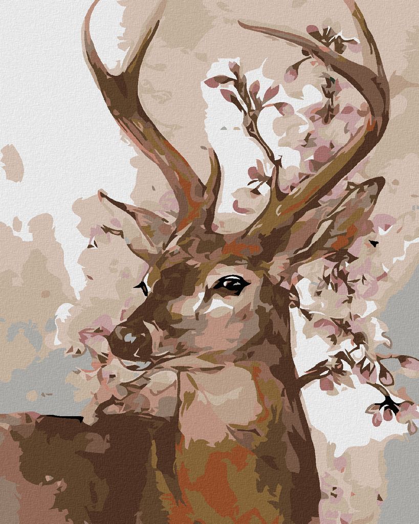 Zuty - Malen nach Zahlen - HIRSCH IM FRÜHLING, 40x50 cm, mit Keilrahmen (bereits gespannt)