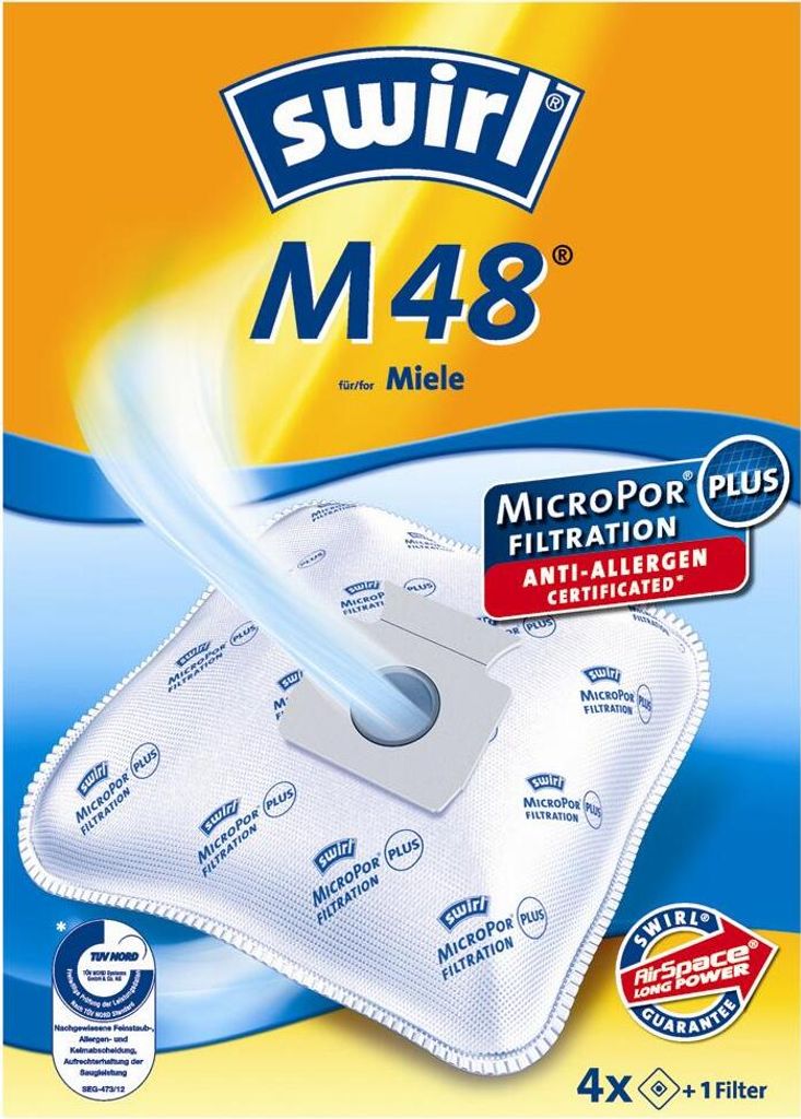 Packaging for Swirl M 48 vacuum cleaner bags.