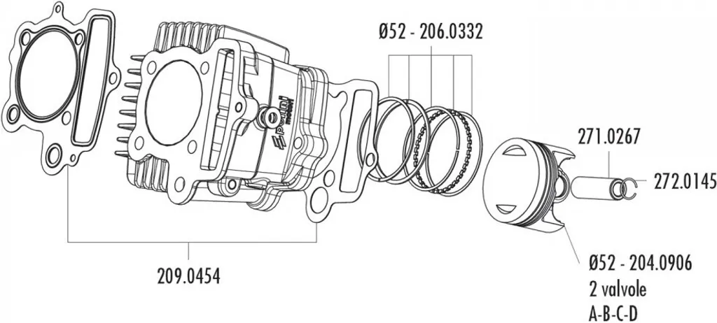 Réparez votre Moteur 110 XP4T avec ce Piston Polini 52mm Côte B pour 2V