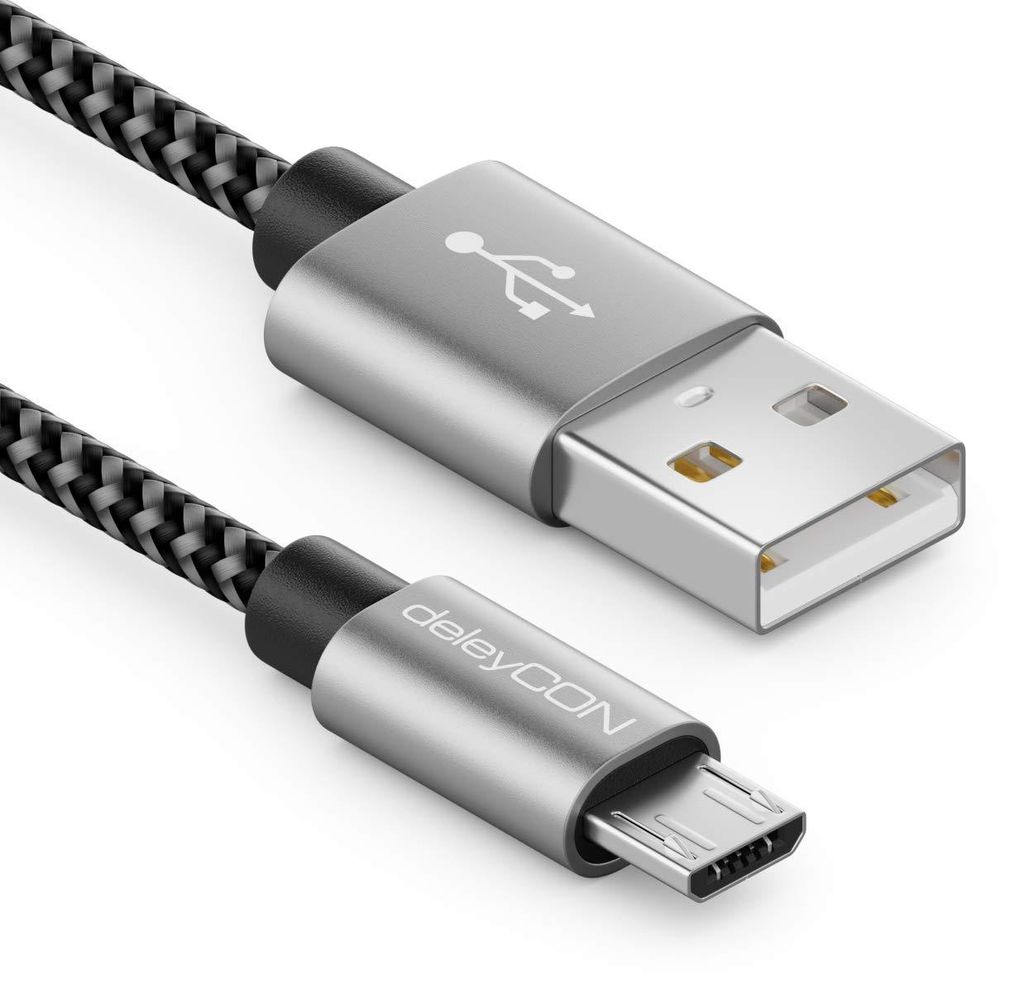deleyCON 1,5m Nylon Micro USB Kabel Ladekabel Datenkabel Produktbild 