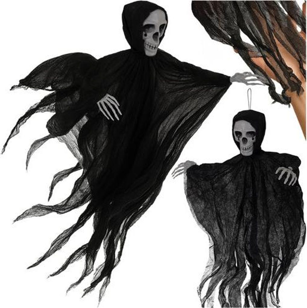 Hängende Skelett-Dekoration, Schwarz, 70 cm