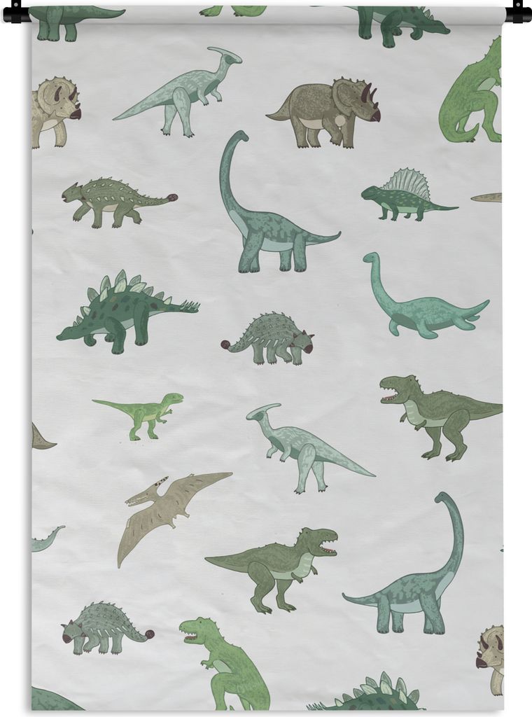 MuchoWow Wandteppich Wandbehang Dinosaurier - Grün - Jungen - Braun - Kind - Muster 120x180 cm Tapisserie Dekoration Wandtuch - Schlafzimmer - D...