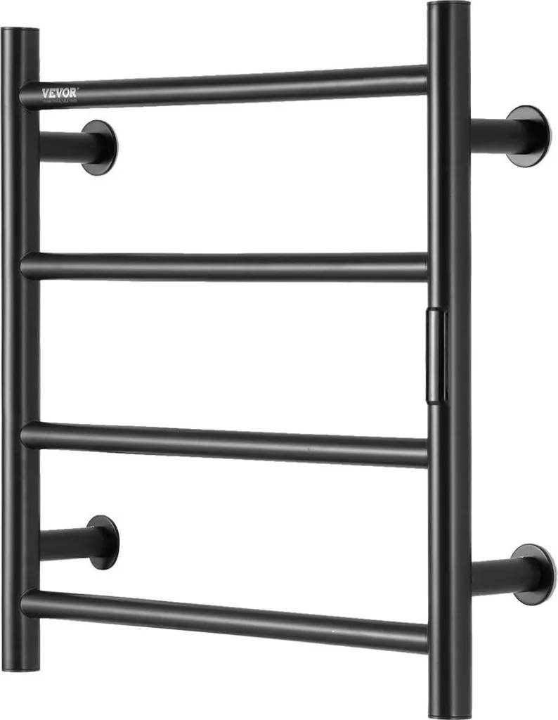 4 barre scaldasalviette Rack scaldasalviette da parete per bagno Nero