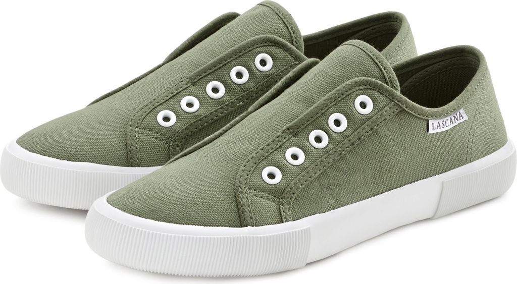 LASCANA Sneaker Slip-On-Sneaker, olivgrün Größe 35