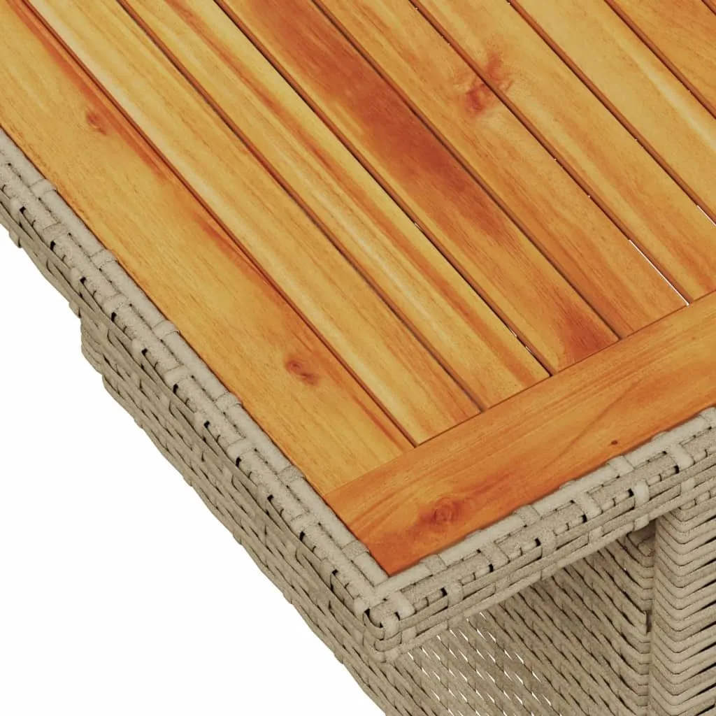 SYFAX Tavolo da Esterno 100x55x73 cm Polyrattan Beige Legno Acacia - 8