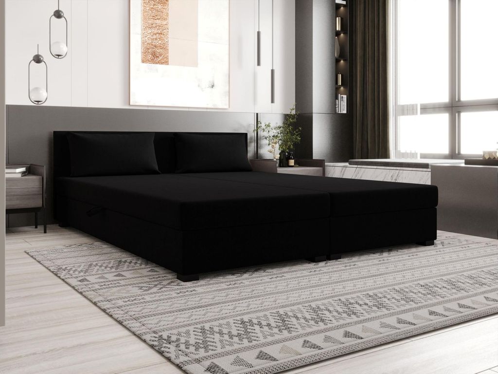 Doppelbett im kontinentalen Stil 140x200 ROSIE 14 - schwarz