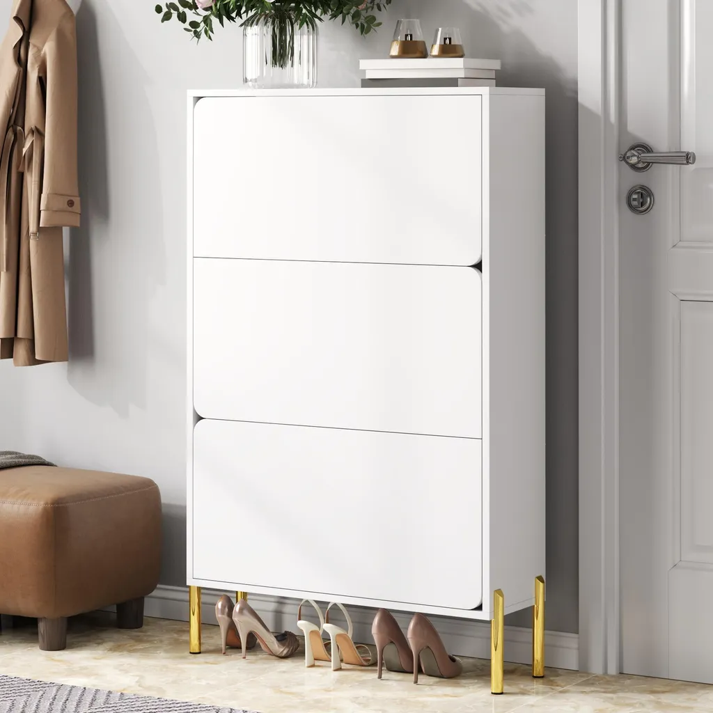 Merax Scarpiera Salvaspazio Bianca: Gambe Oro e Design Top