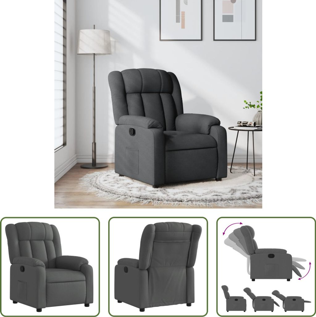 The Living Store Relaxsessel Dunkelgrau Stoff
