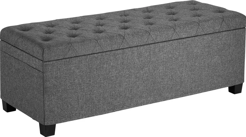 Coffre de rangement 110 cm robuste - Banc rembourré pliable gris 300kg