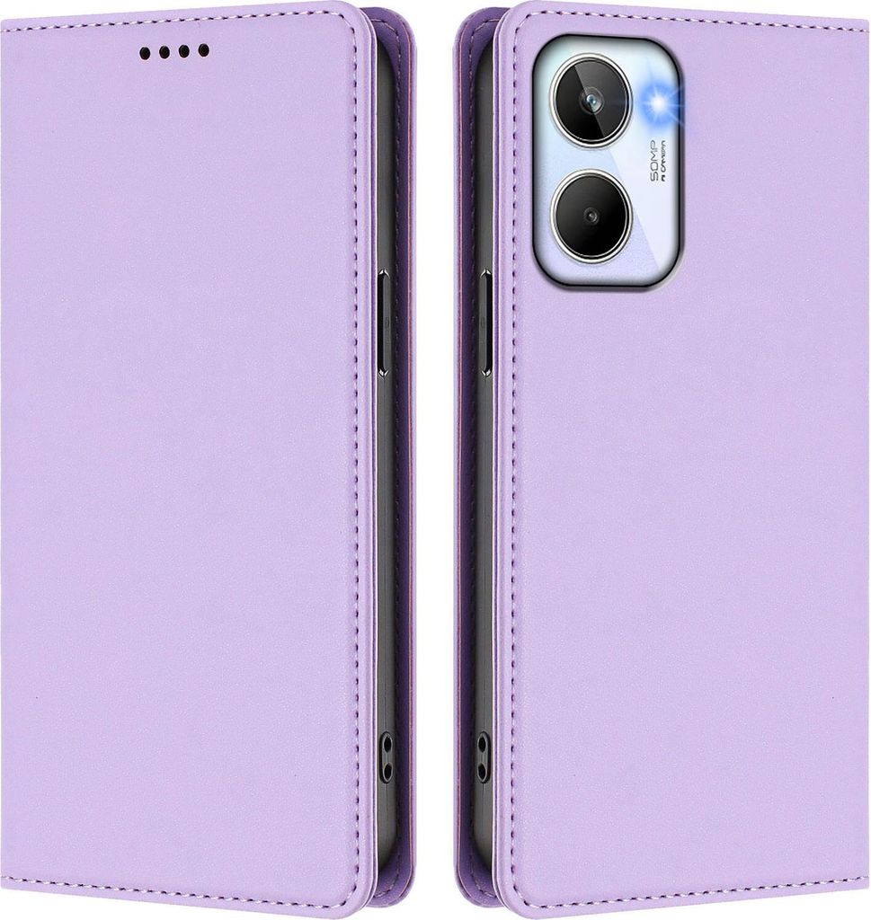 Handyhülle für Realme 10 4G, Kunstleder Klapphülle Stoßfeste Magnetische Hülle mit Ständer Violett