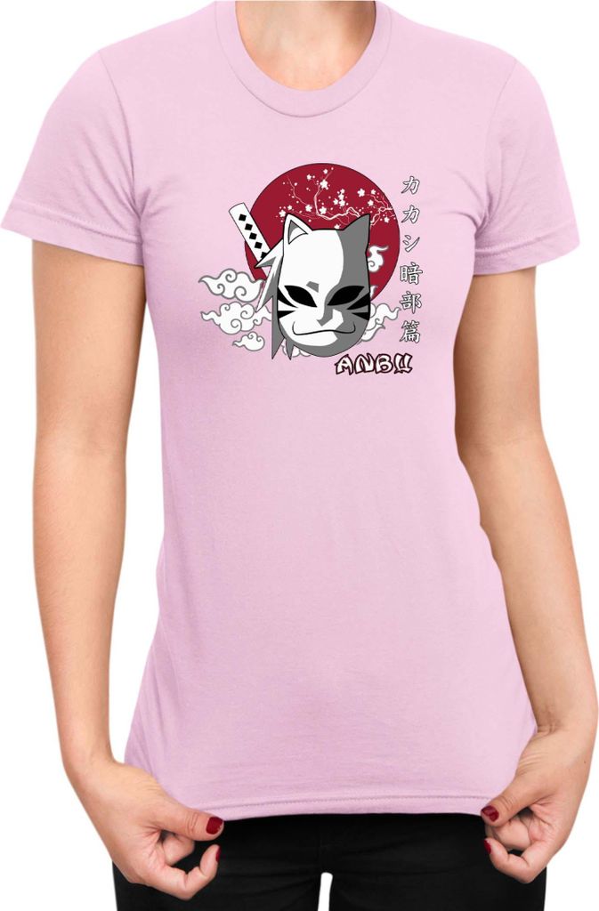 Damen T-Shirt Japan Manga Anime Comics Animation Naruto Anbu Ninja Mask, Lady XS / Hellrosa