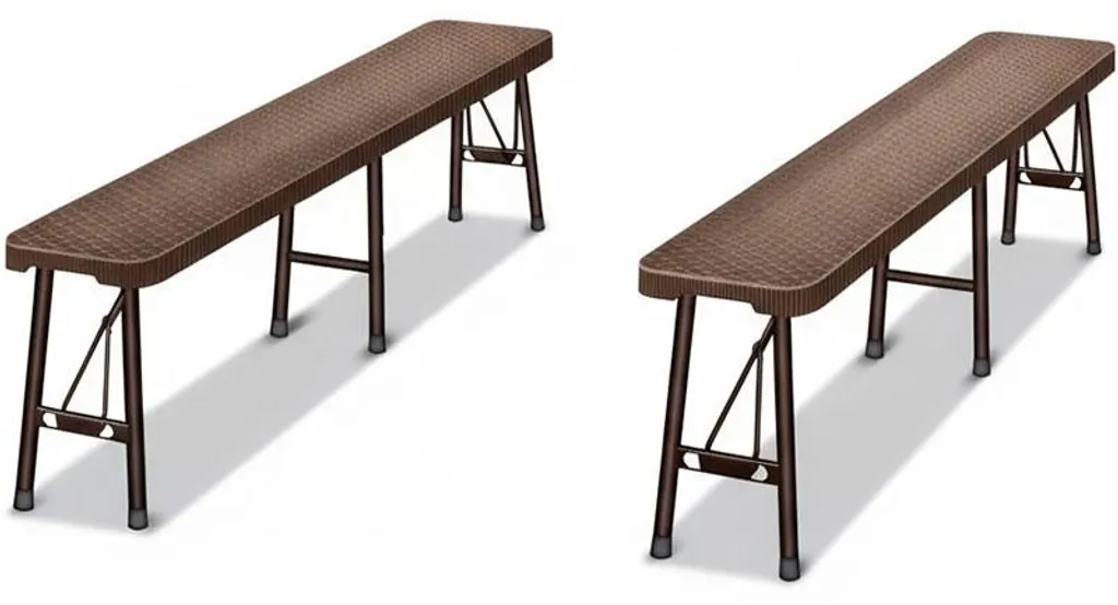 Assise de jardin 180 cm lot de 2 bancs pour grandes tablées marron clair