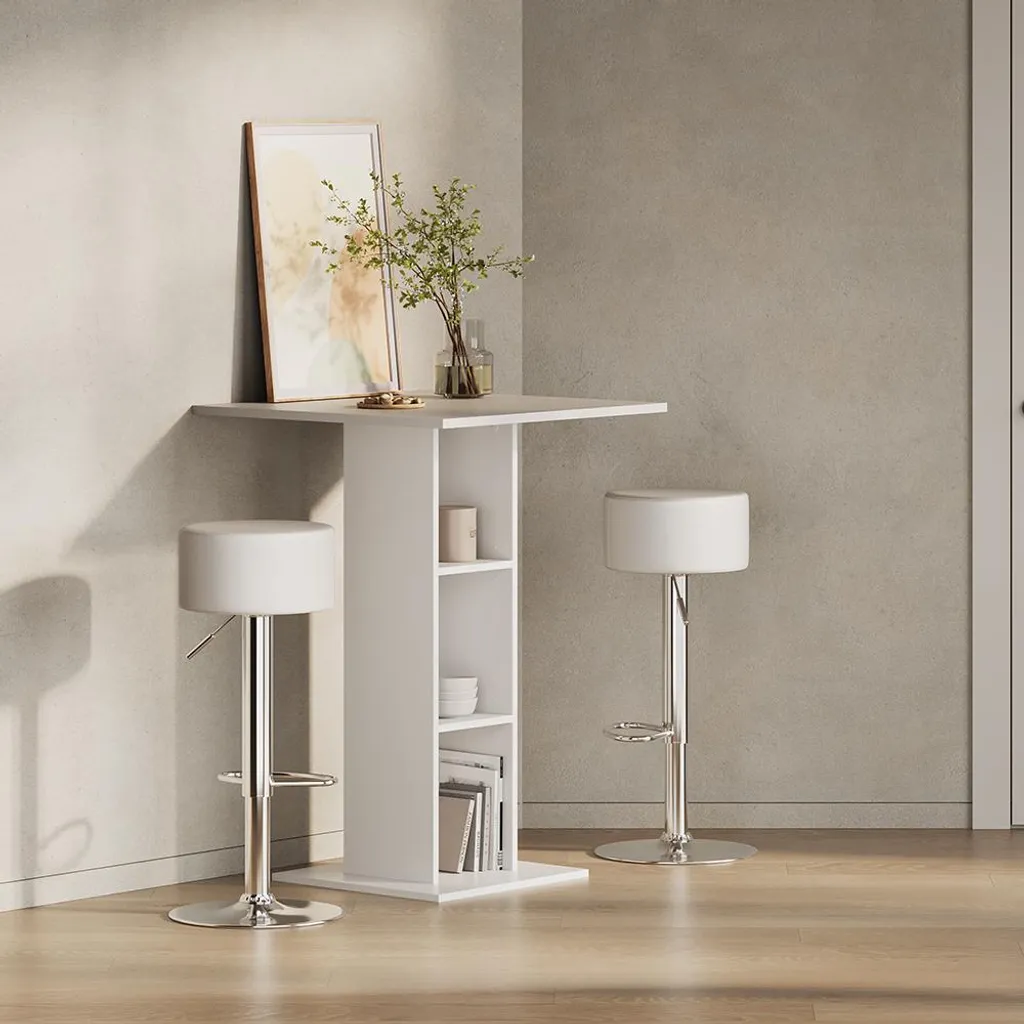 Table de Bar Livinity Regusa Blanche 75cm Résistante et Facile à Monter - 4