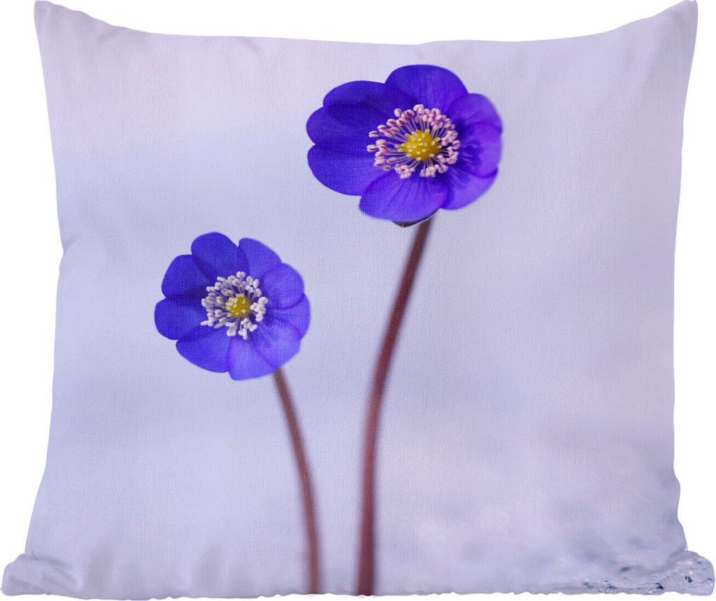 MuchoWow Zierkissen Sofakissen Wohnzimmer Dekokissen 50x50 cm Blumen - Schnee - Lila - Komfort - Sofakissen