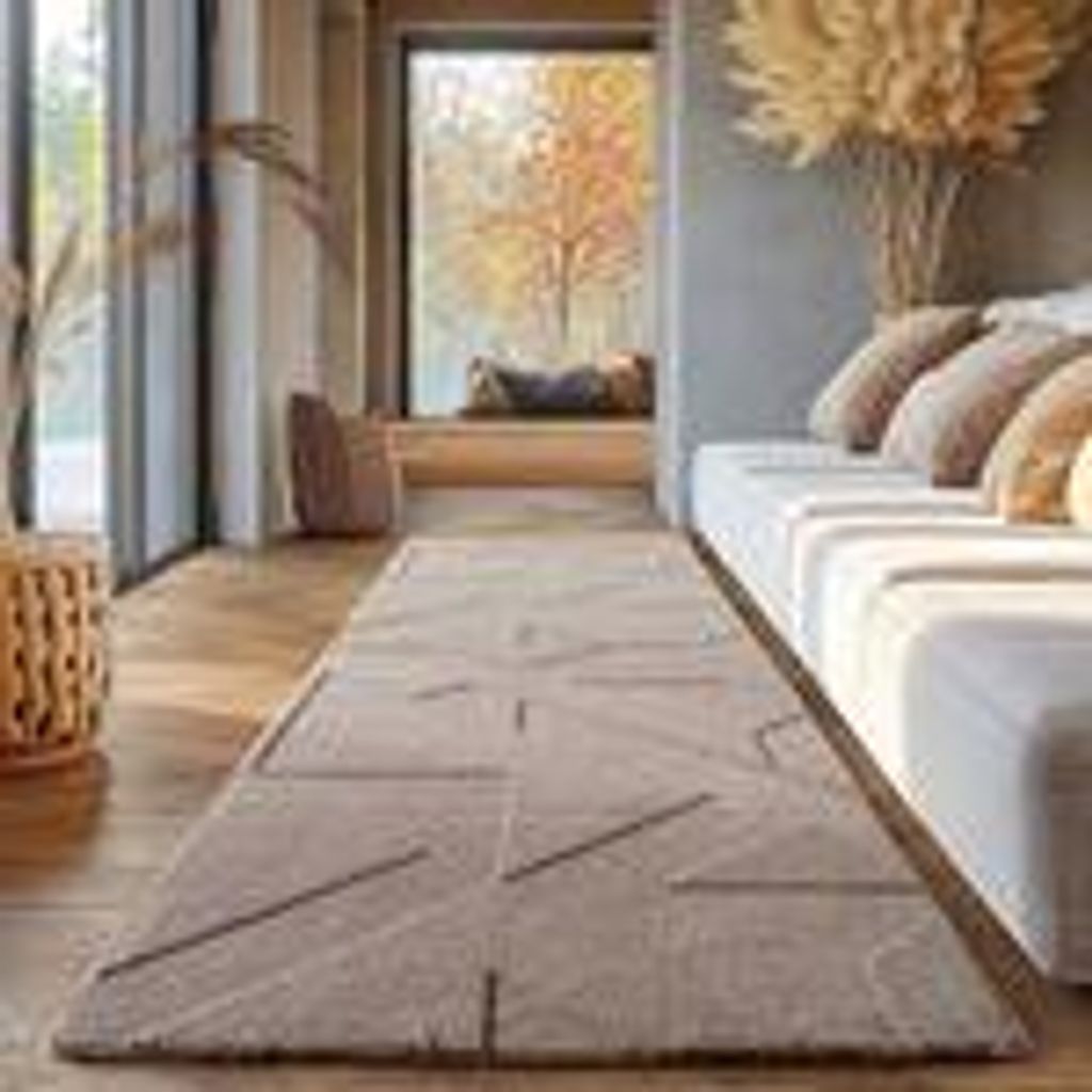 Skandinavischer Teppich Boho Design Einfarbig Beige und Creme Waschbarer Teppich, Größe: 80 x 250 cm, Farbe: Beige-3