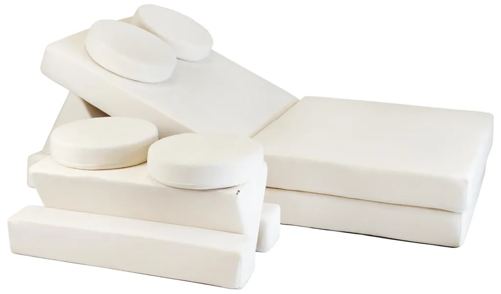 Canapé de jeu modulable enfant, modules en mousse souple couleur beige