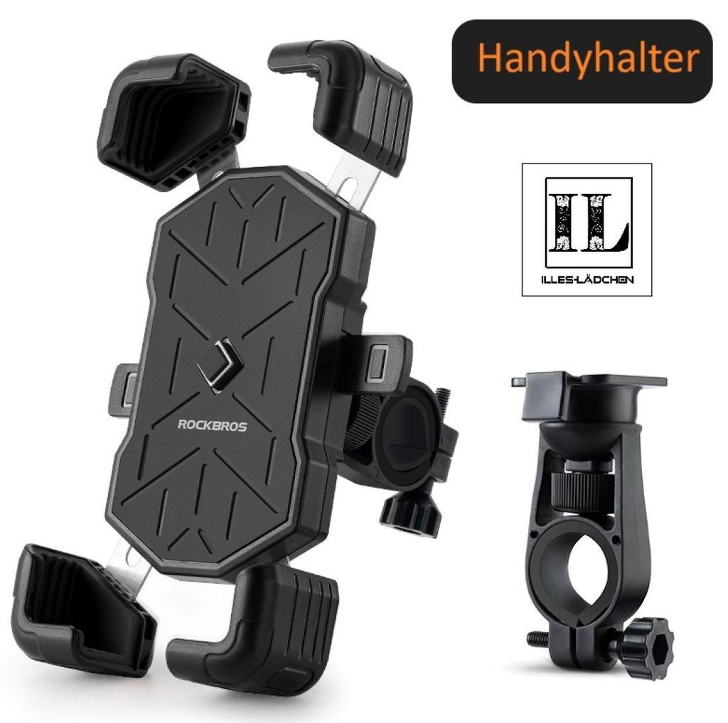 ROCKBROS Fahrrad Handyhalterung – Stabile Lenkerhalterung für Smartphone, E-Bike & E-Scooter, Universal Smartphone Halter 360° drehbar, rutschfest