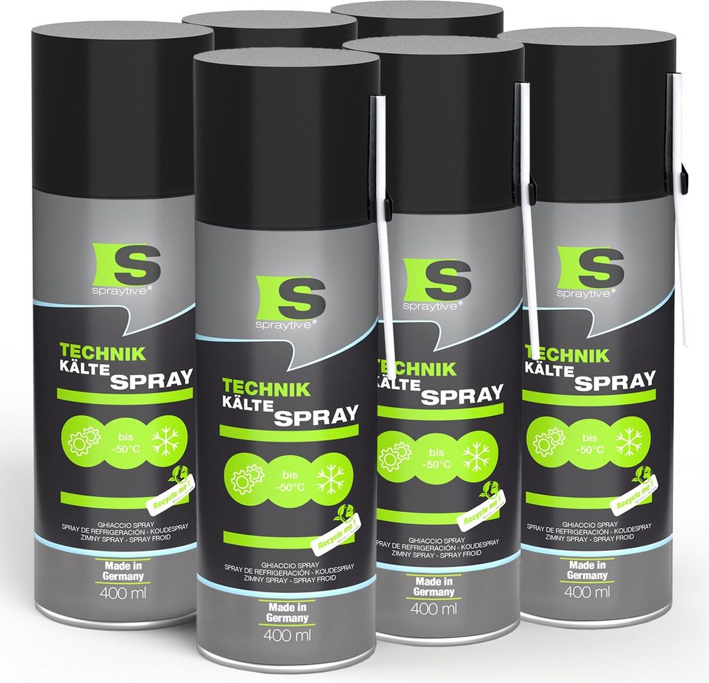 Spraytive 6 x 400ml Kältespray Werkstatt: Eisspray Vereisungsspray bis -50°C