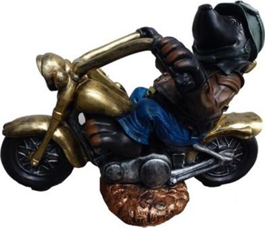 Skulptur Biker auf einem Motorrad Dekoration Statuen Figuren Skulpturen 84cm Neu