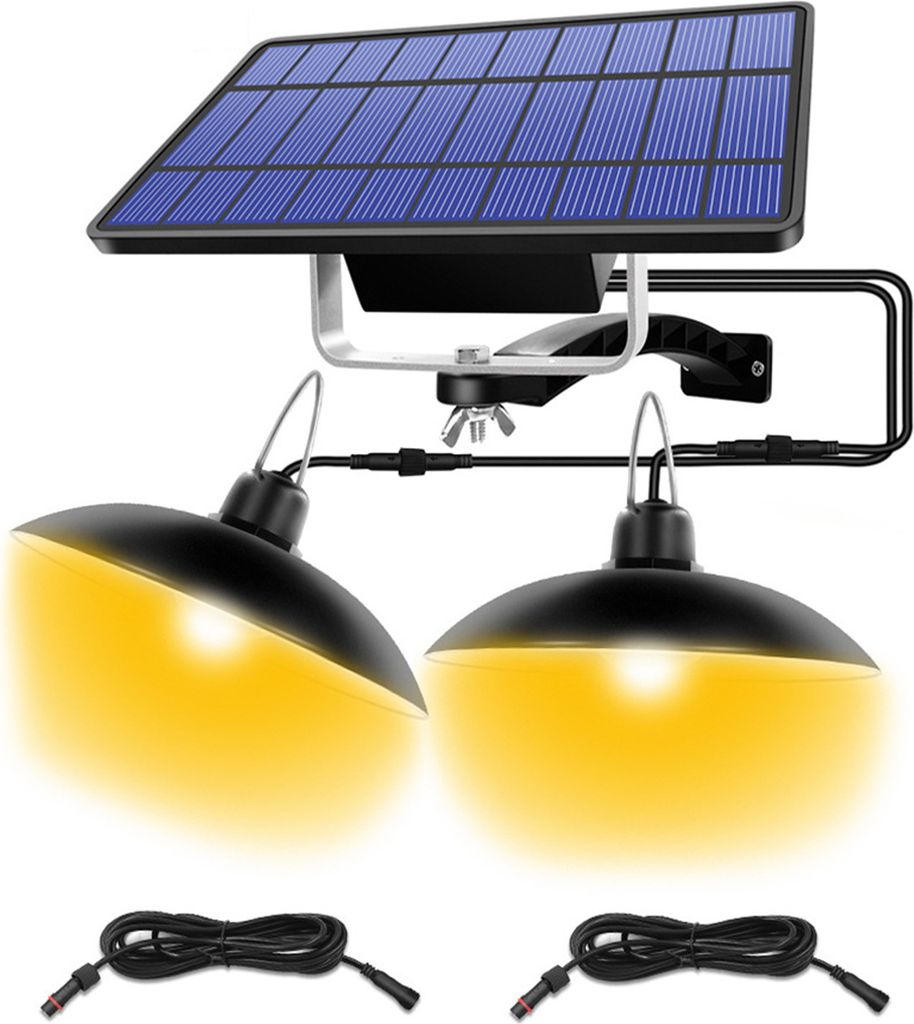 Solar-Pendelleuchten fuer den Aussenbereich, IP65, wasserdicht, mit Doppelbirne, Lampen von Daemmerung bis Morgengrauen, LED-Aussenleuchte fuer Ter...