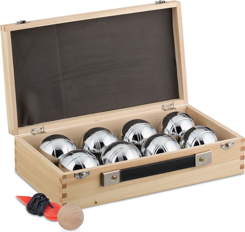 Billes de pétanque Relaxdays, lot de 8 billes en acier avec Image du produit 