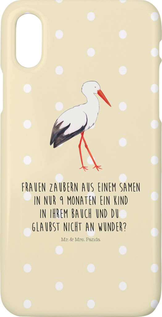 Mr. & Mrs. Panda Iphone 10 Handyhülle Storch - Gelb Pastell - Geschenk, X, Lustige Sprüche, Baby, Cover, Störche, Hülle, Schwangerschaft, Handy...