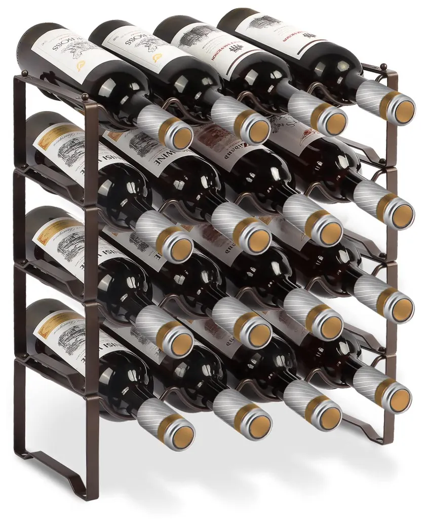 Rangement vin pour bar et cellier - Casier métal 16 bouteilles 4 étages