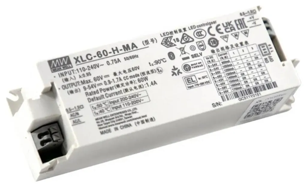 Convertisseur CA-CC 12V pour Éclairage LED Mat Meanwell 60W 5A